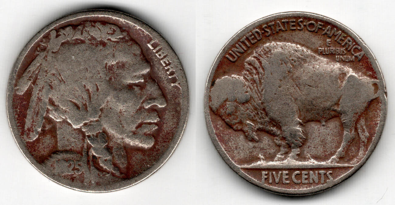 USA 5 Cents 1925, Indian Head / Buffalo, like scan! VF-EF | MA-Shops