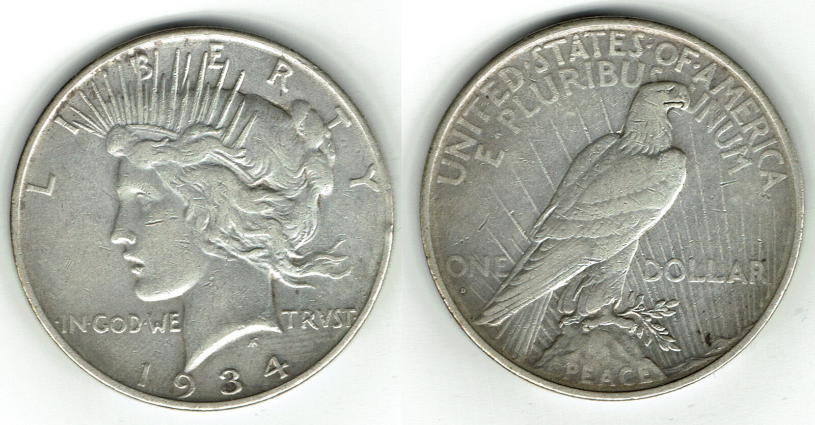 usa, peace dollar 1934 D, like scan VF | MA-Shops