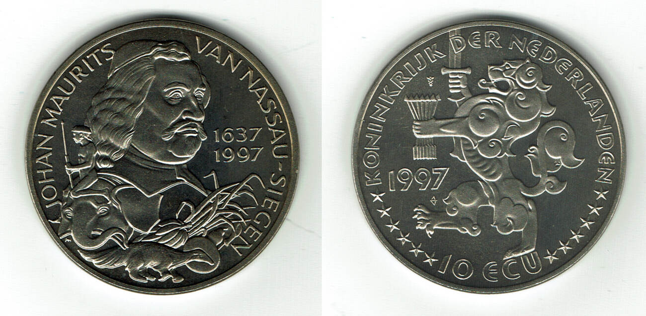 Niederlande 1997 netherlands, 10 ECU, Johan Maurits van Nassau-Siegen