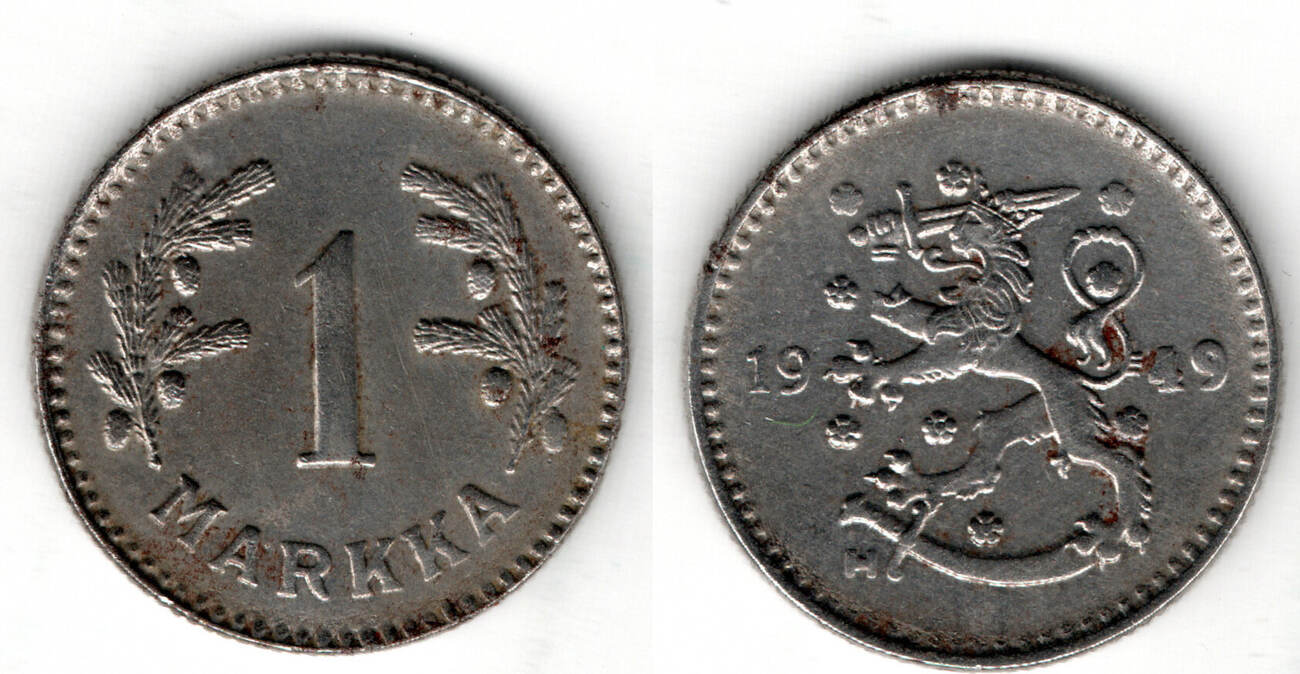 Finnland Finland, 1949, 1 Markka, like scan! VF-EF | MA-Shops