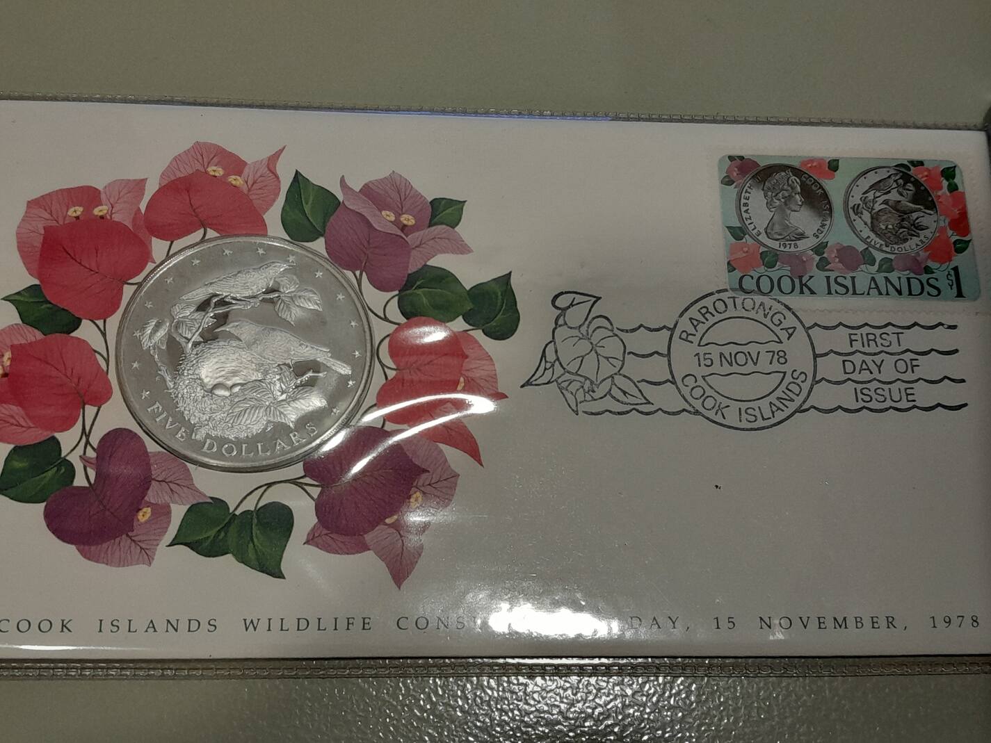 5 Dollars 1978 cook islands, silver coin,