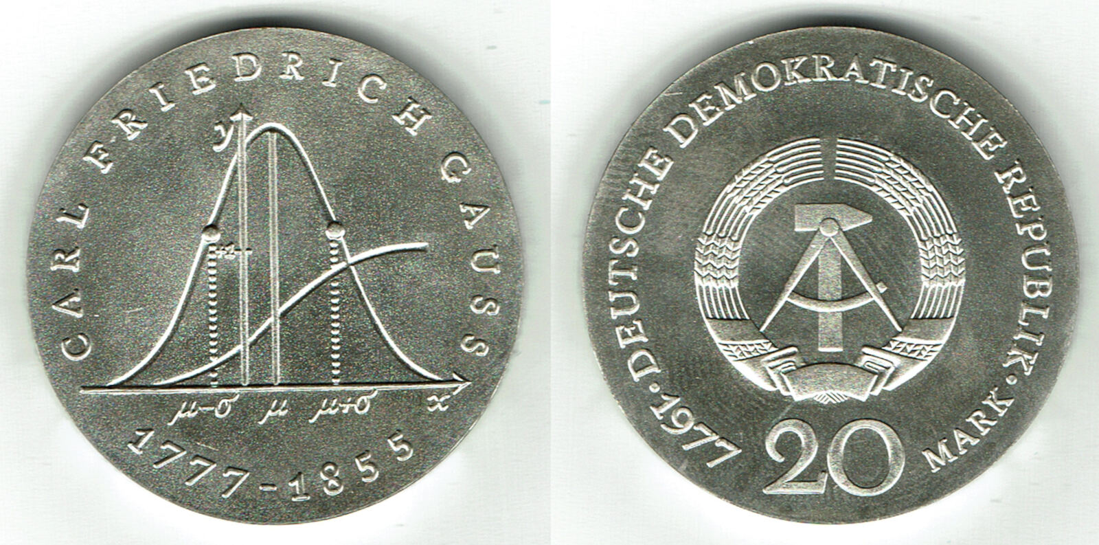 Deutsche Demokratische Republik 1977 DDR, Gedenkmünze 20 Mark Carl ...