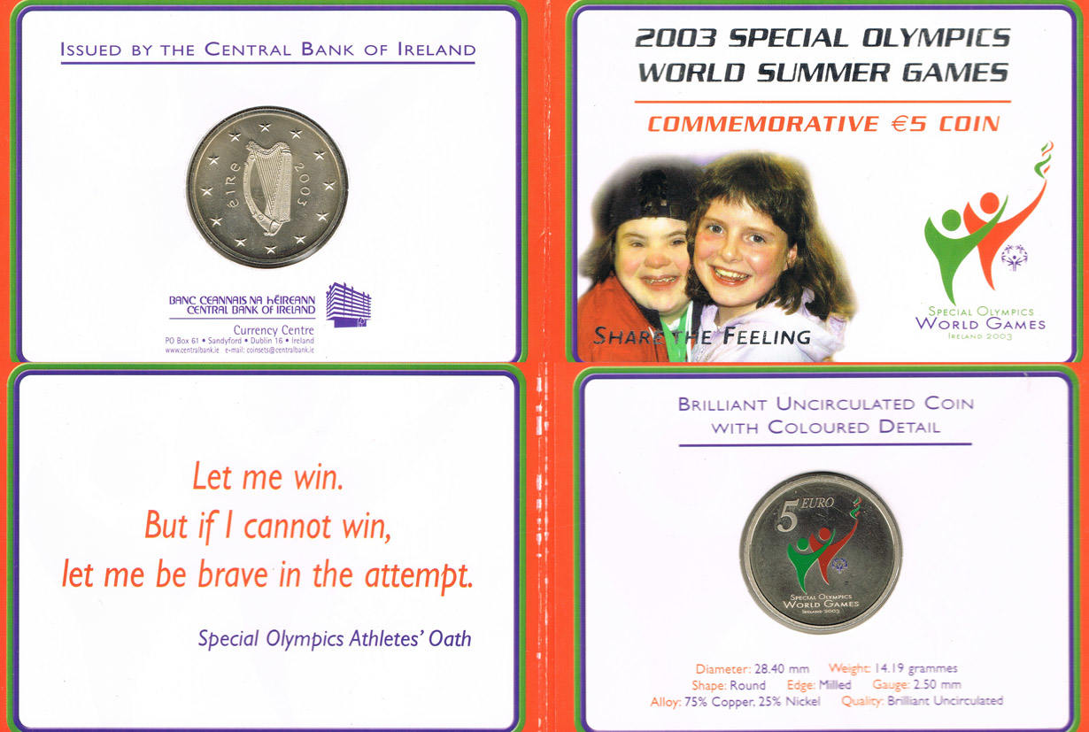 Irland 5 Euro Ireland 2003, Commemorative 5€ Coin, Special Olympics