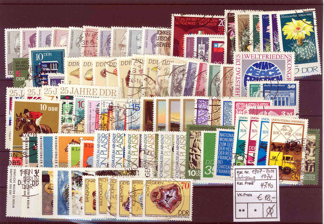 Briefmarken DDR, Jahrgang 1974 komplett gestempelt | MA-Shops