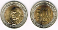 Chile 500 Pesos 2000 chile 500 pesos coin, like scan vorzüglich bis stem... 4.11 US$ Tax included +  14.08 US$ shipping