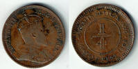 1/4 Cent 1905 Straits Settlements, Quarter Cent, Edward VII., like scan! VF