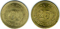 Komoren - Französische Kolonie 25 Centimes Komoren, Token 25 Centimes - Société anonyme de la grande comore, siehe Scan -