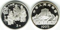 Volksrepublik China 3 Yuan china silver coin, 3 yuan, chinese gods Lu, Fu and shu, proof like scan, capsule -