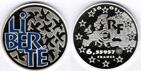Frankreich 6,55957 Francs France, silver coin "europe - Liberté", partially coloured, no box / no COA -