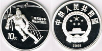 China 10 Yuan China, Silbermünze Olympische Spiele, Ski Abfahrtslauf -