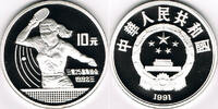 China 10 Yuan China, Silbermünze Olympische Spiele, Tischtennis, siehe Scan! -