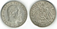Württemberg 3 Mark Kaiserreich, Württemberg 1911 F, Wilhelm, siehe Scan -