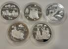 Volksrepublik China 5 x 5 Yuan china, silver coin set 1996, Inventions + Discoveries, 5 x 5 Yuan Silver, Proof! -
