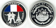 Liberia 10 Dollars Liberia, 10 Dollars commemorative "soccer world cup germany 2006 - France" -
