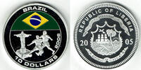 Liberia 10 Dollars Liberia, 10 Dollars commemorative "soccer world cup germany 2006 - Brazil" -