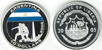 Liberia 10 Dollars Liberia, 10 Dollars commemorative "soccer world cup germany 2006 - Argentina" -
