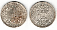 Kaiserreich 1 Mark Kaiserreich, Kursmünze 1 Mark 1912 D, 900er Silber! -