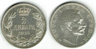 Jugoslawien - Serbien 2 Dinar Serbia - Kursmünze 2 Dinar, Peter I., Erhaltung siehe Scan! -