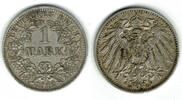 Kaiserreich 1 Mark Kaiserreich, Kursmünze 1 Mark 1912 D, 900er Silber! -