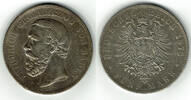 Baden 5 Mark Kaiserreich, Baden, Friedrich, 5 Mark 1876 G, Erhaltung siehe Scan! -