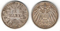 Kaiserreich 1 Mark Kaiserreich, Kursmünze 1 Mark 1910 G, 900er Silber! -