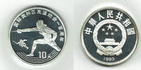 China 10 Yuan china silver coin, 10 yuan, olympics - fencing, like scan -