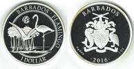 Barbados 1 Dollar Barbados, silver commemorative coin, 1 ounce Flamingo, like scan -