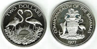 Bahamas 2 Dollars Bahamas, silver coin 2 Dollars 1977 <i>Flamingos</i>, siehe scan -