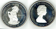 Turks und Caicos Inseln 25 Crowns turks and caicos islands, silver jubilee queen elisabeth II. - White Horse -