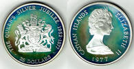 Cayman Islands 25 Dollars cayman islands, silver coin "25th anniversary of coronation - elisabeth II." -