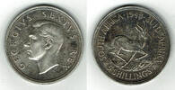 Südafrika 5 Schilling south africa, 5 shilling silver coin, springbok, george VI., like scan -