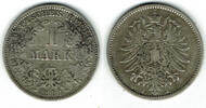 Kaiserreich 1 Mark Kaiserreich, Kursmünze 1 Mark 1881 J, 900er Silber! -
