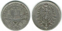 Kaiserreich 1 Mark Kaiserreich, Kursmünze 1 Mark 1885 G, 900er Silber! -