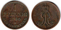 Braunschweig-Calenberg-Hannover 1 Pfennig Kursmünze 1 Pfennig 1860 B, Georg V. 1851-1866 -