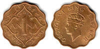 Indien 1 Anna 1943 british india 2 annas, George VI., like scan UNC-