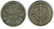 Kaiserreich 1 Mark Kaiserreich, Kursmünze 1 Mark 1885 A, 900er Silber! -