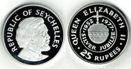 Seychellen 25 Rupees Seychelles, silver coin, silver jubilee elisabeth II. -
