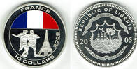 Liberia 10 Dollars Liberia, 10 Dollars commemorative "soccer world cup germany 2006 - France" -