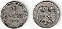 Weimarer Republik 1 Mark 1924 A Weimarer Republik, Kursmünze 1 Mark 1924... 10.56 US$ Tax included +  14.08 US$ shipping