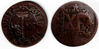 Brandenburg-Preußen - Ravensberg 12 Pfennig Ravensberg (Bielefeld), 12 Pfennig 1655 mit Gegenstempel Sparrenschild -