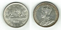 Kanada 1 Dollar Kanada, 1 Dollar 1936, Kanu, 23,33 g 800er Silber! -