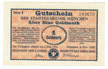 Deutsches Reich - Wertbeständiges Notgeld 1 Goldmark München, Stadtrat des Landes, 4. November 1923, Gutschein, -