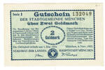 Deutsches Reich - Wertbeständiges Notgeld 2 Goldmark München, Stadtrat des Landes, 4. November 1923, Gutschein, -