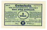 Deutsches Reich - Wertbeständiges Notgeld 2 Goldmark München, Stadtrat des Landes, 4. November 1923, Gutschein, -