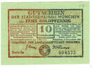 Deutsches Reich - Wertbeständiges Notgeld 10 Goldpfennig München, Stadtrat des Landes, 4. November 1923, Gutschein -