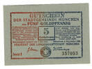Deutsches Reich - Wertbeständiges Notgeld 5 Goldpfennig München, Stadtrat des Landes, 4. November 1923, Gutschein -