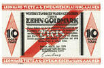 Deutsches Reich - Wertbeständiges Notgeld 10 Goldmark Aachen, Firma L. Tietz A.G., 10. Januar 1924, Gutschein, -