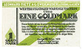 Deutsches Reich - Wertbeständiges Notgeld 1 Goldmark Aachen, Firma L. Tietz A.G., 10. Januar 1924, Gutschein -