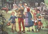 Bundesrepublik Deutschland 50er Jahre Schulwandkarte / Schul Lehrtafel / Rollbild Karte / Märchen / Rübezahl und ... 3