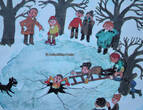 Bundesrepublik Deutschland 1985 Schulwandkarte / Rollbild Karte / Lehrtafel / Jahreszeiten / Der Winter 1-2